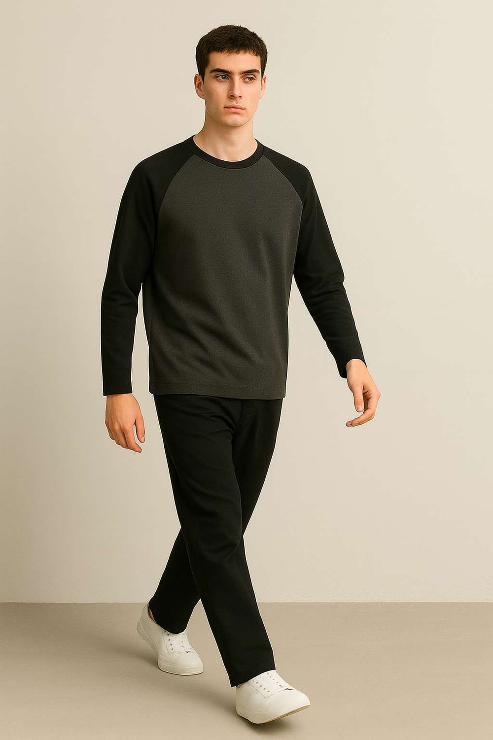 Image of EraandEdge Solid Men Round Neck Grey T-Shirt