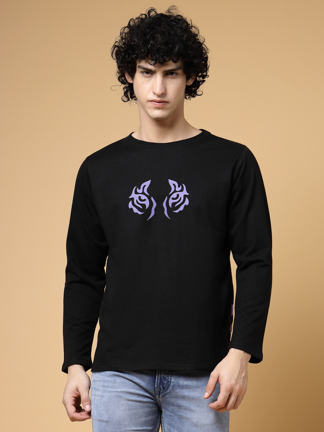 Image of RIGO Printed, Typography Men Round Neck Black T-Shirt