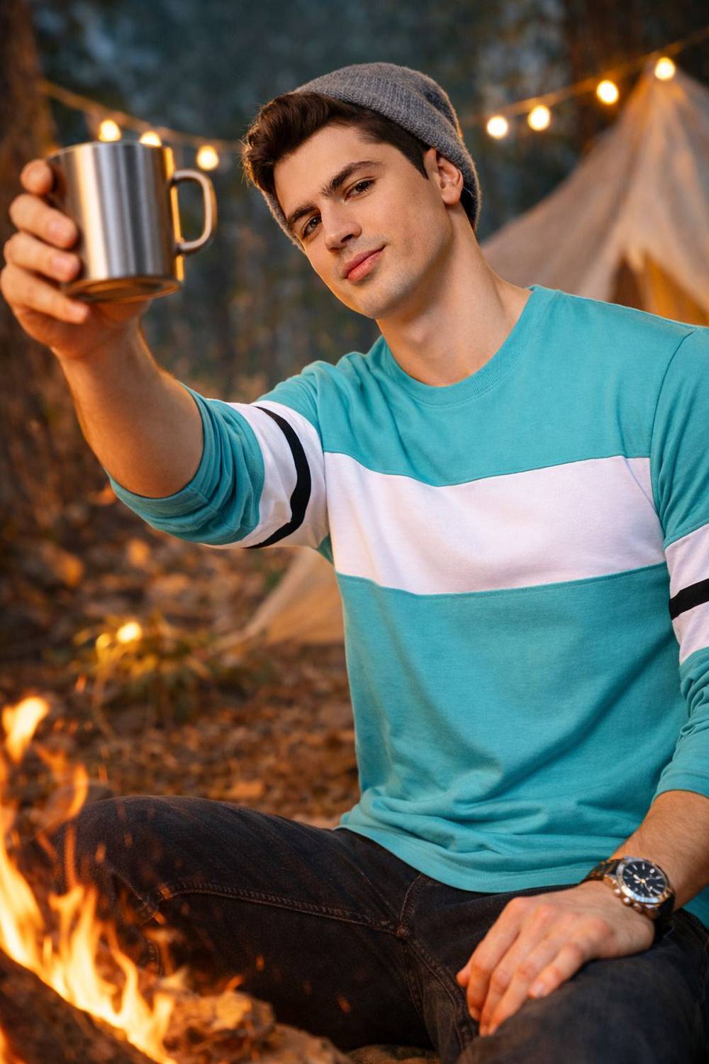 THE DRY STATE Men Solid Round Neck Pure Cotton Multicolor T-Shirt