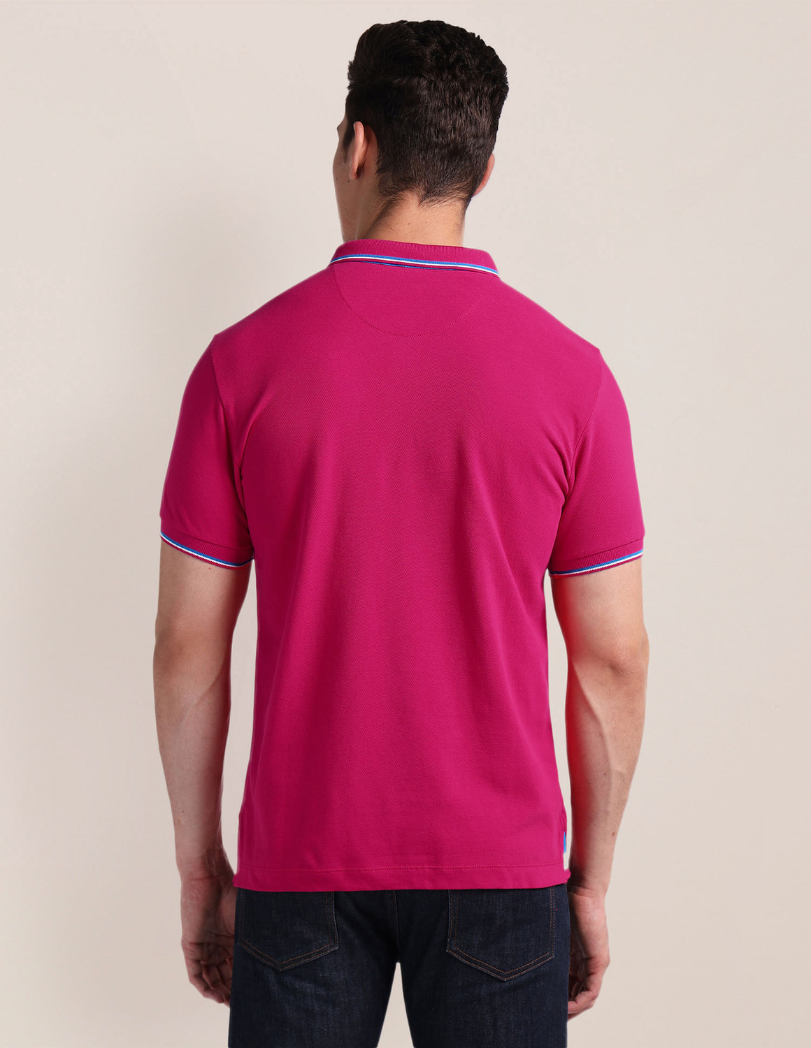 Image of U.S. POLO ASSN. Solid Men Polo Neck Pink T-Shirt