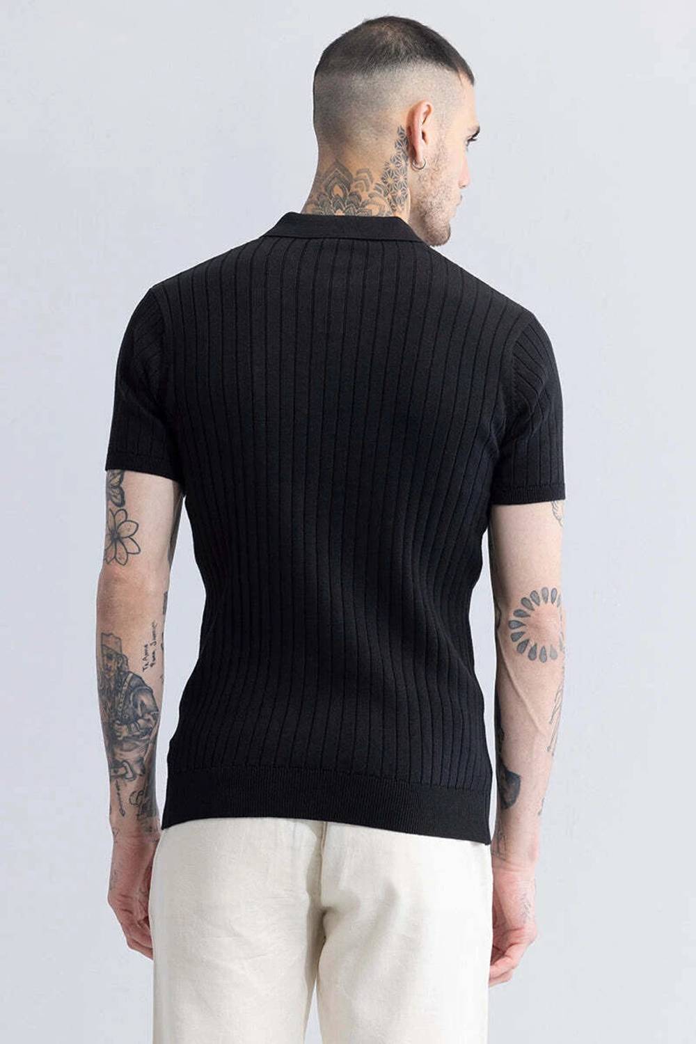Snitch Men Black Polo Neck T-Shirt - Image 3