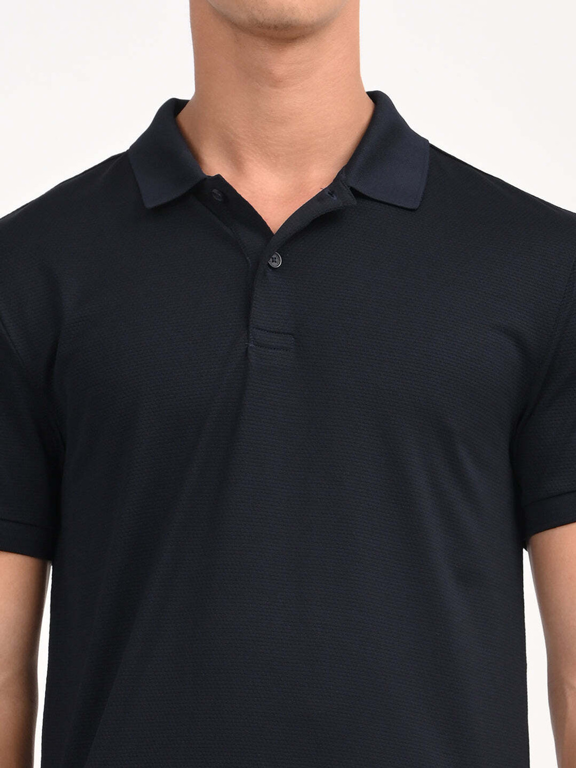 Image of LEVI'S Solid Men Polo Neck Black T-Shirt