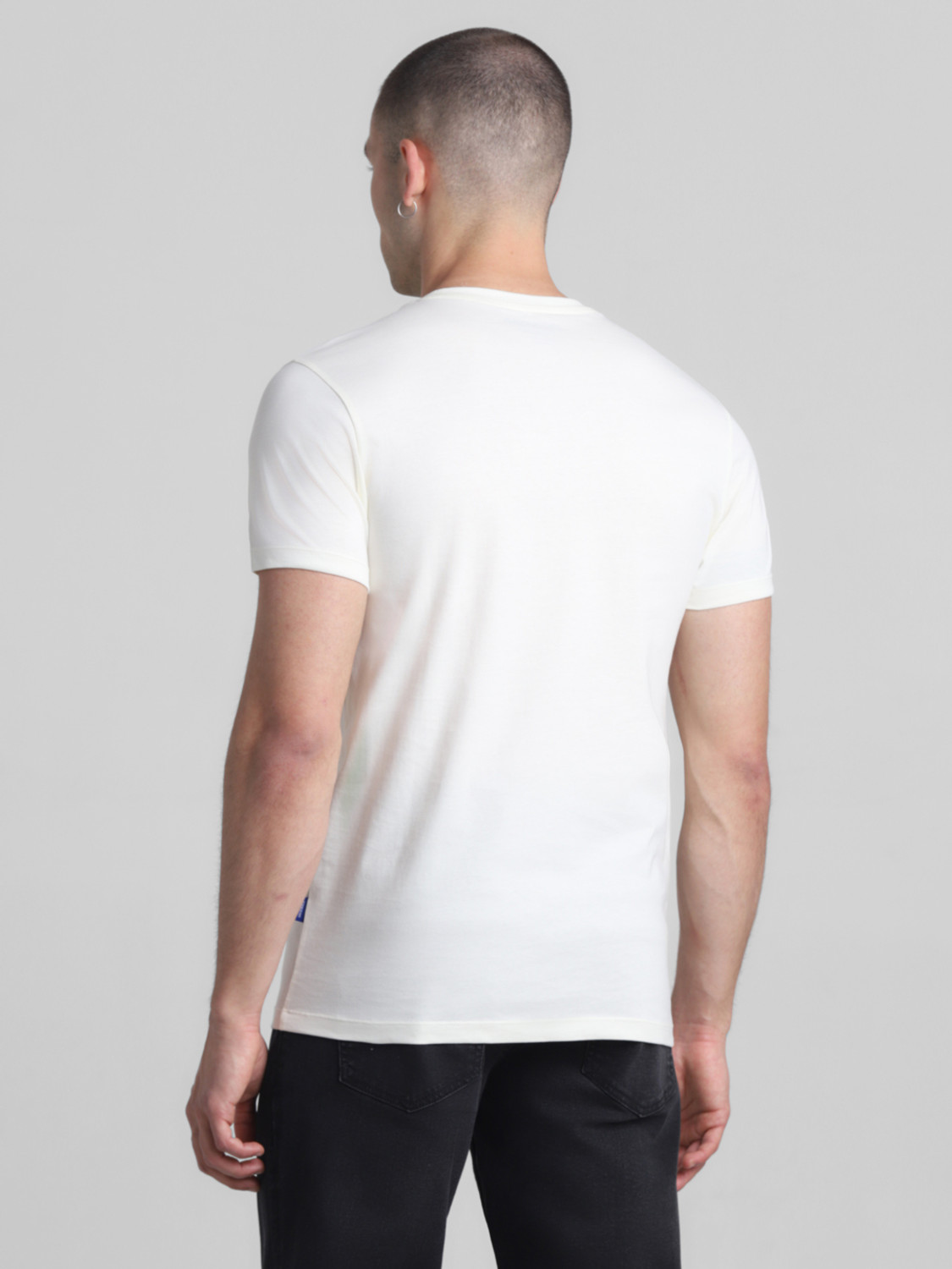 Image of JACK & JONES Typography Men Round Neck White T-Shirt