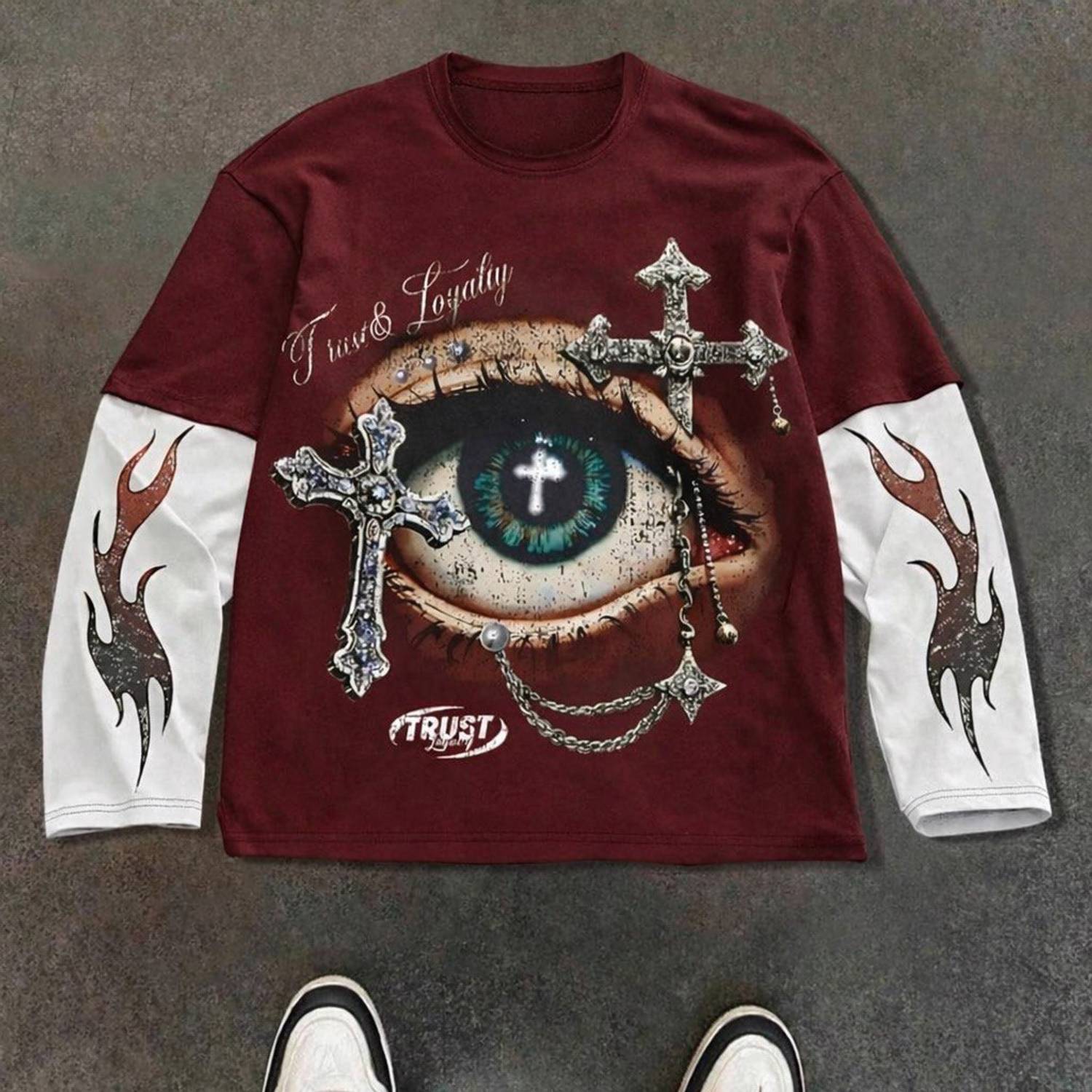 Eddicted Graphic Print Men Round Neck Maroon T-Shirt