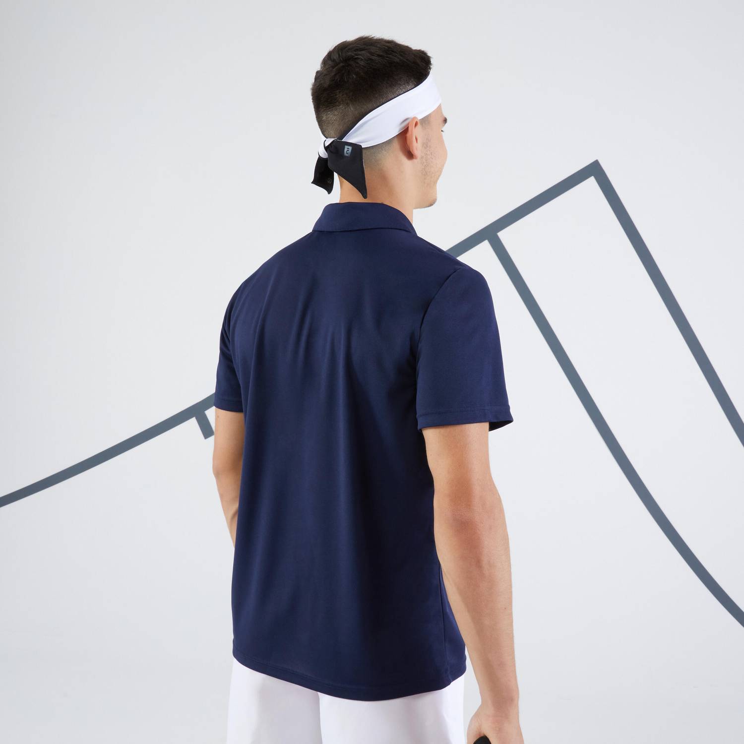 ARTENGO BY DECATHLON Solid Men Polo Neck Navy Blue T-Shirt