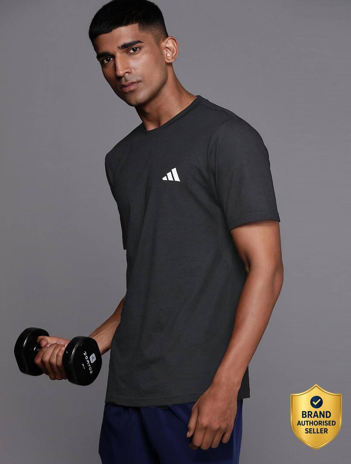 ADIDAS Printed Men Round Neck Black T-Shirt