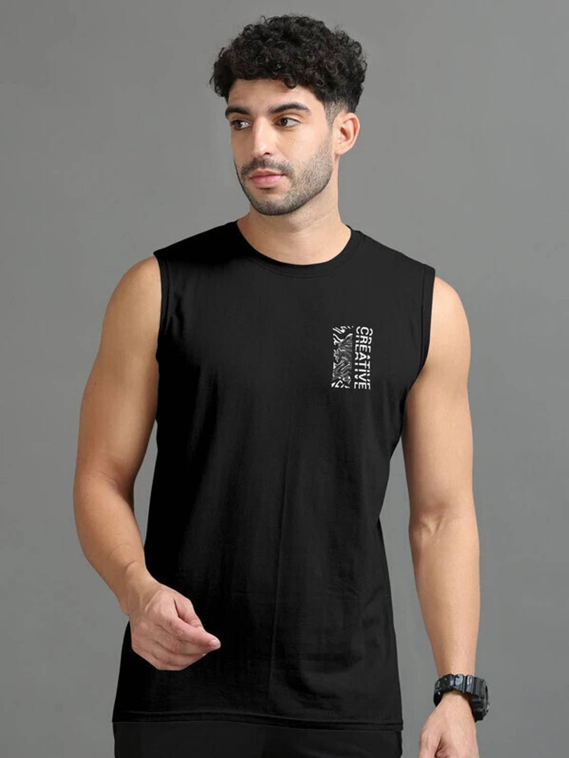 Triptee Men Black Round Neck T-Shirt - Image 1