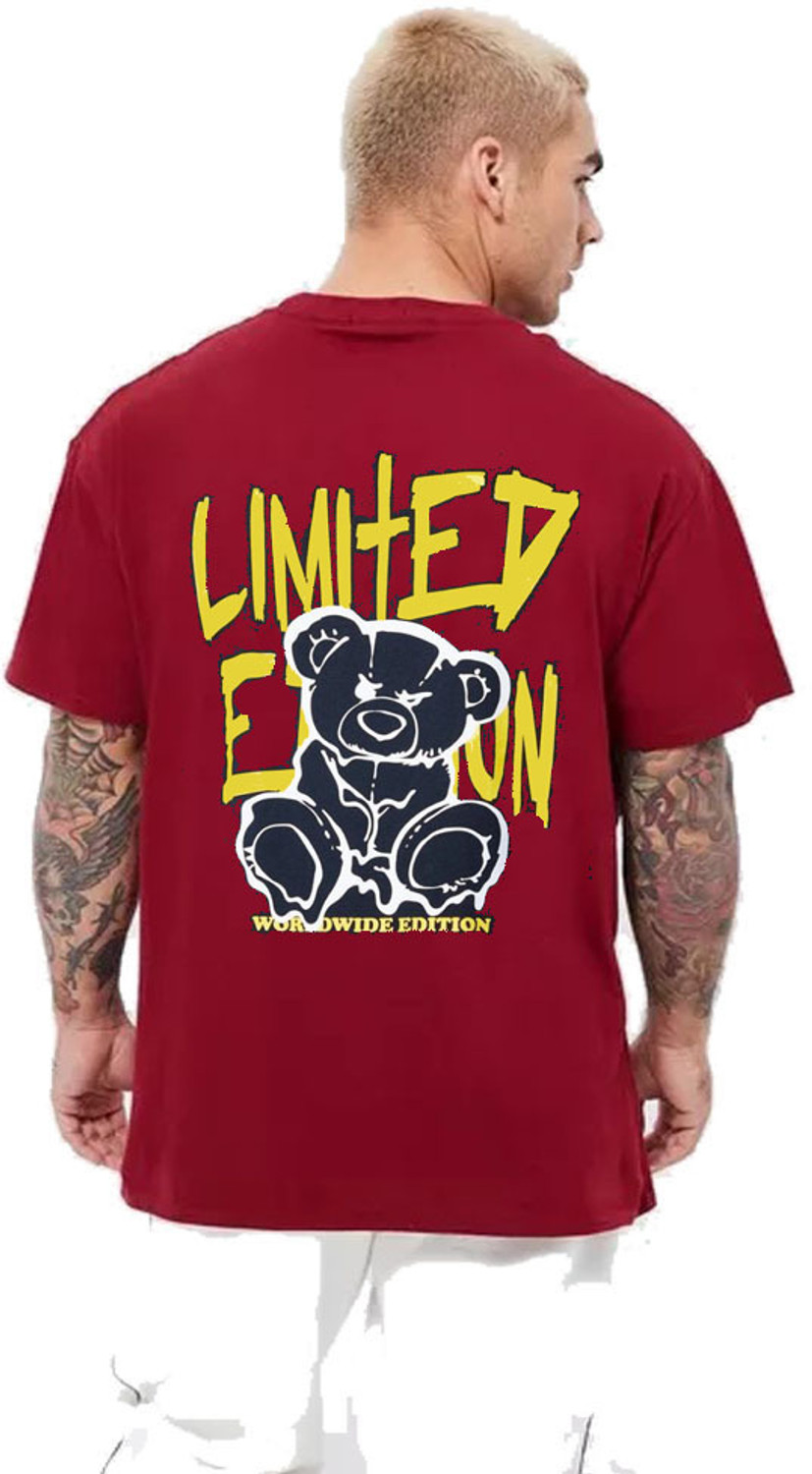 Image of JERKYN Printed, Typography Men Round Neck Maroon T-Shirt