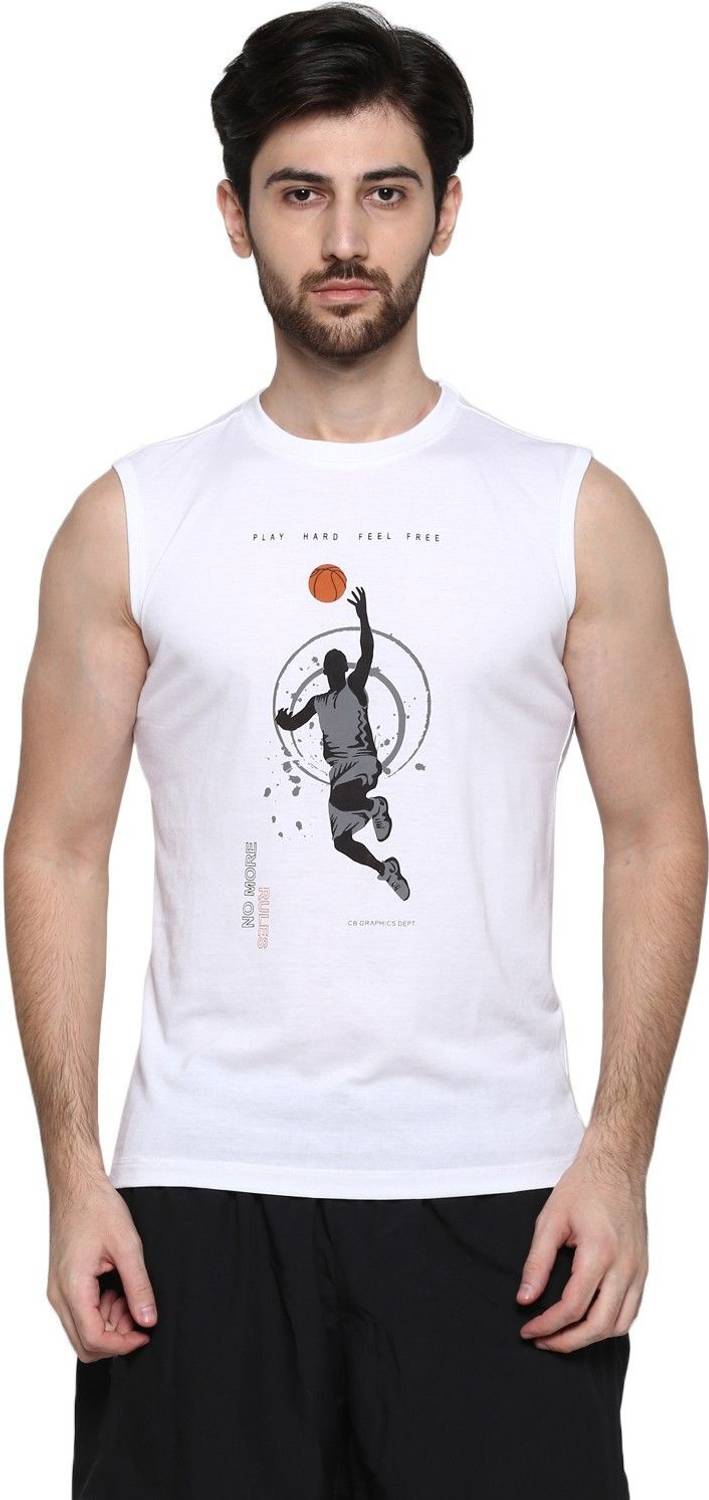 CANTABIL Printed Men Round Neck White T-Shirt
