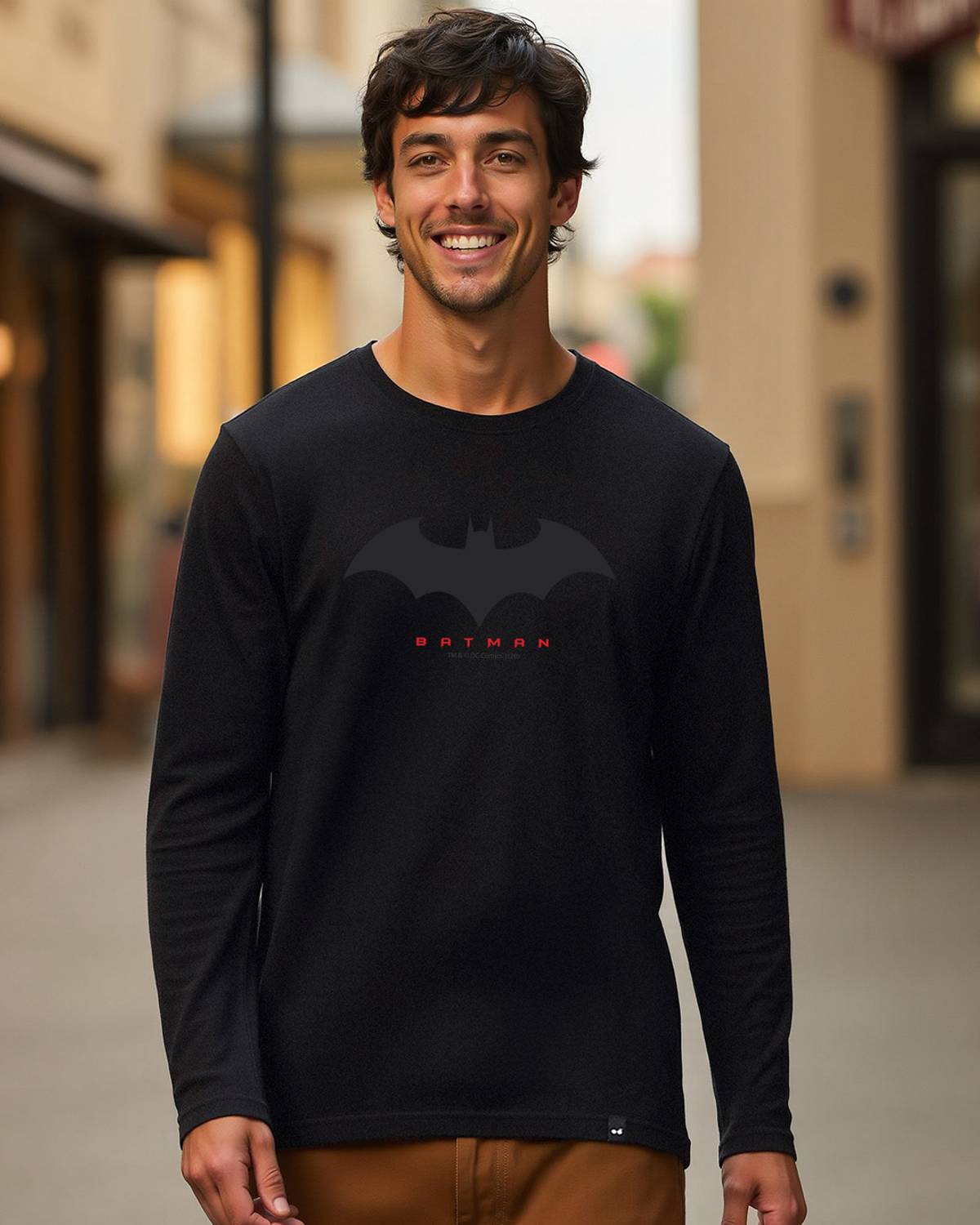 BEWAKOOF Batman Men Graphic Print Round Neck Pure Cotton Black T-