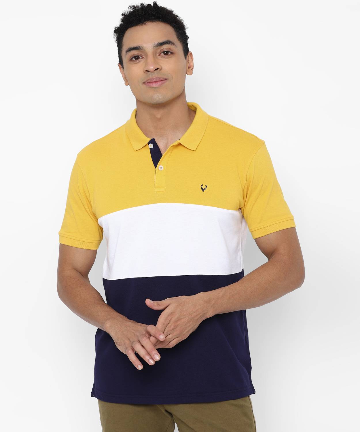 Allen Solly Colorblock Men Polo Neck White T-Shirt