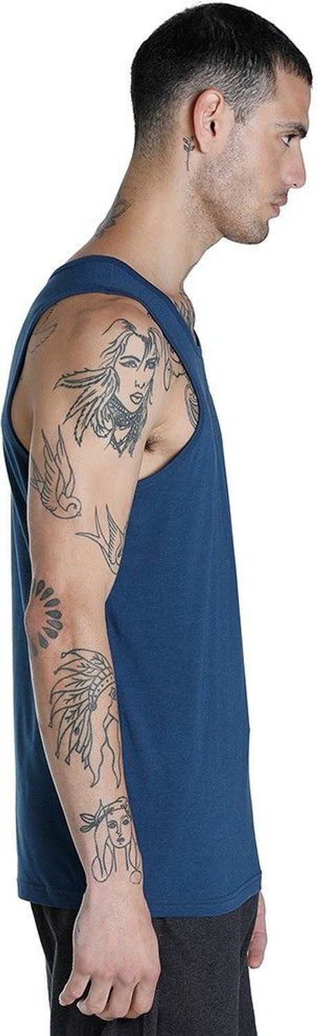 Image of PUMA Solid Men Round Neck Blue T-Shirt