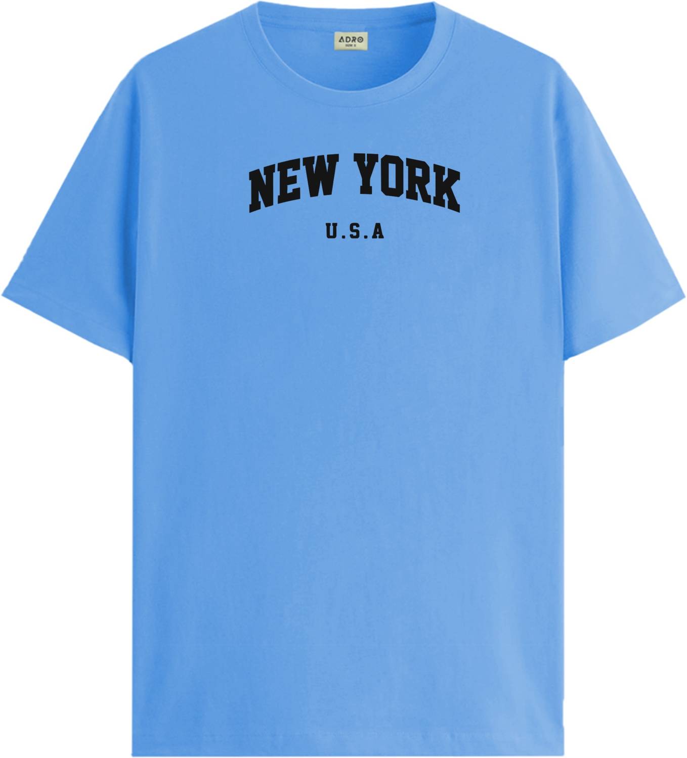 ADRO Graphic Print Men Round Neck Light Blue T-Shirt