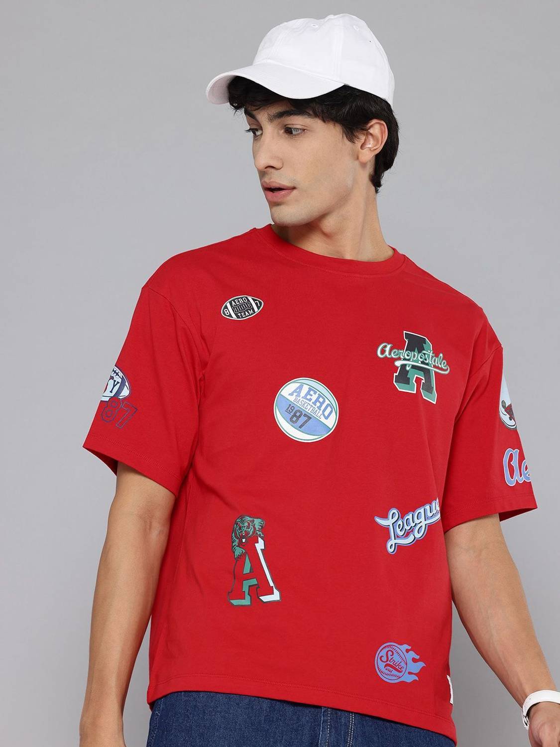 AEROPOSTALE Printed Men Round Neck Red T-Shirt