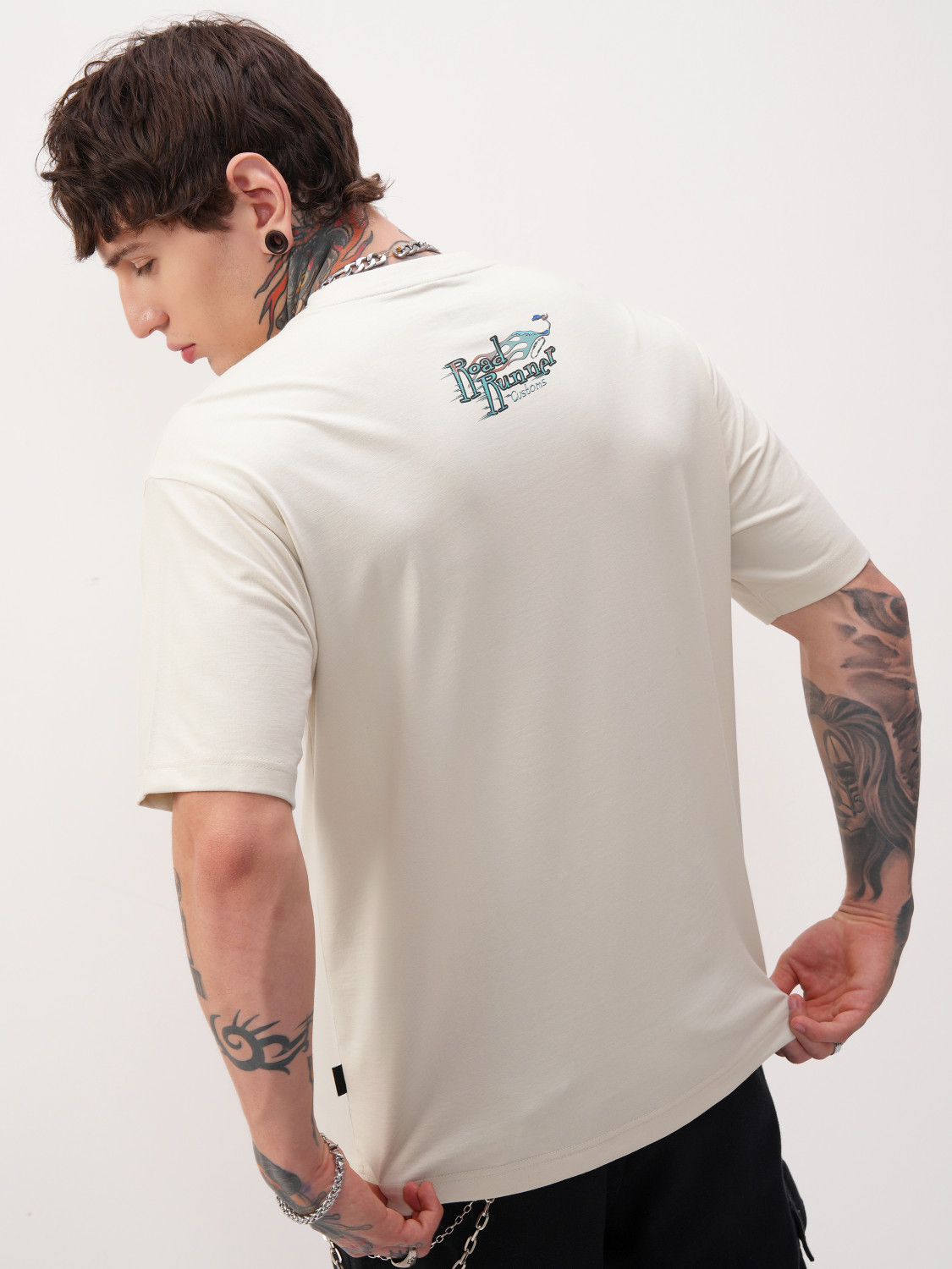 Image of HIGHLANDER Printed Men Round Neck White T-Shirt