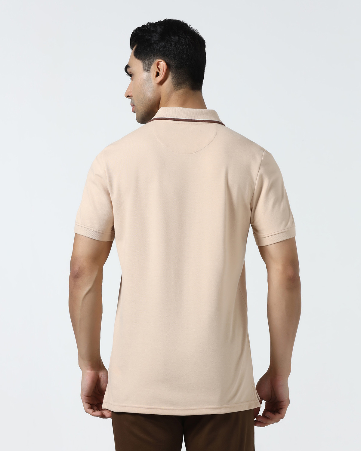 Image of Blackberrys Solid Men Polo Neck Beige T-Shirt