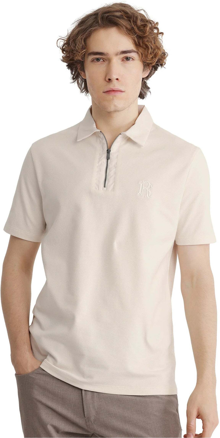 Image of RARE RABBIT Solid Men Polo Neck White T-Shirt
