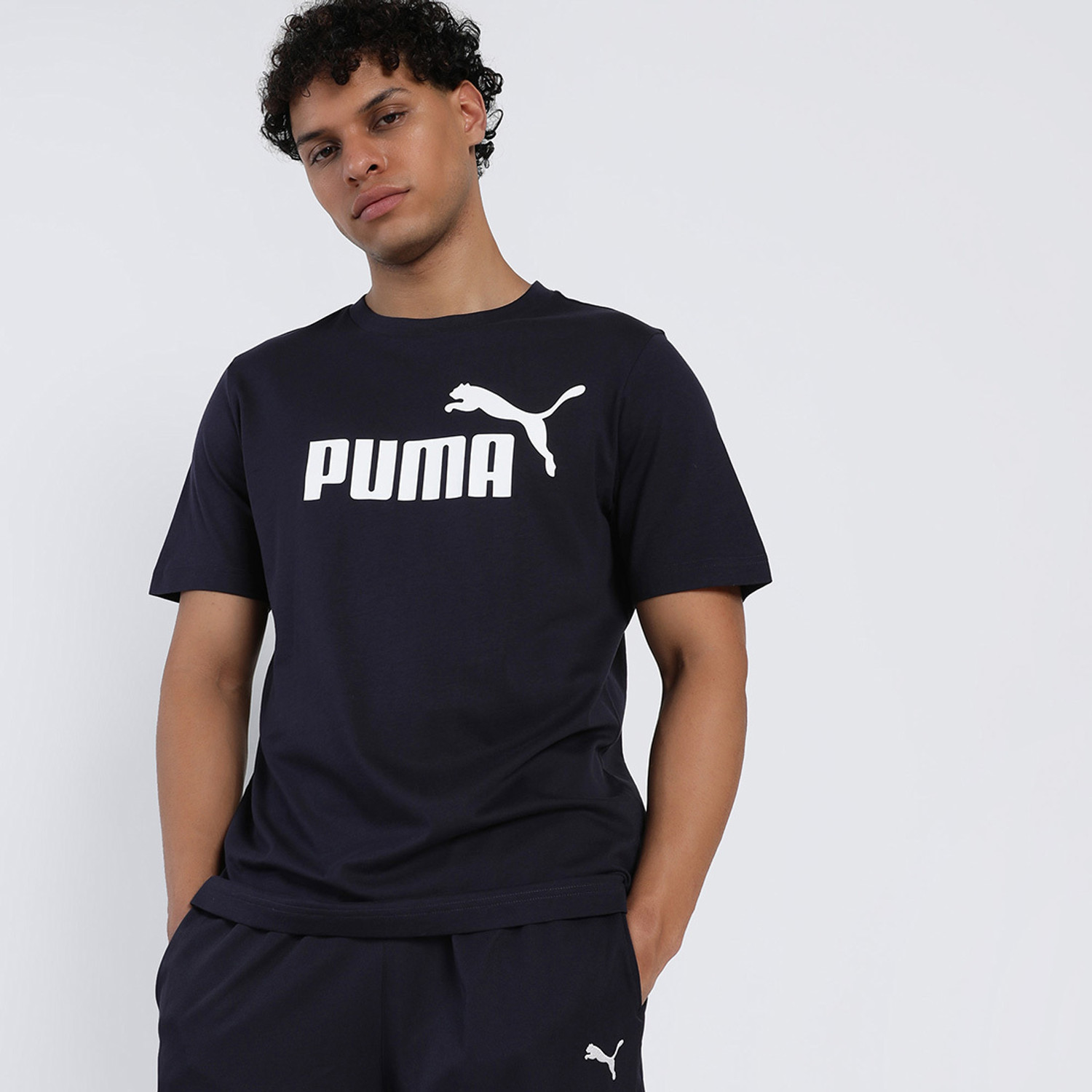 Image of PUMA Printed Men Crew Neck Blue T-Shirt