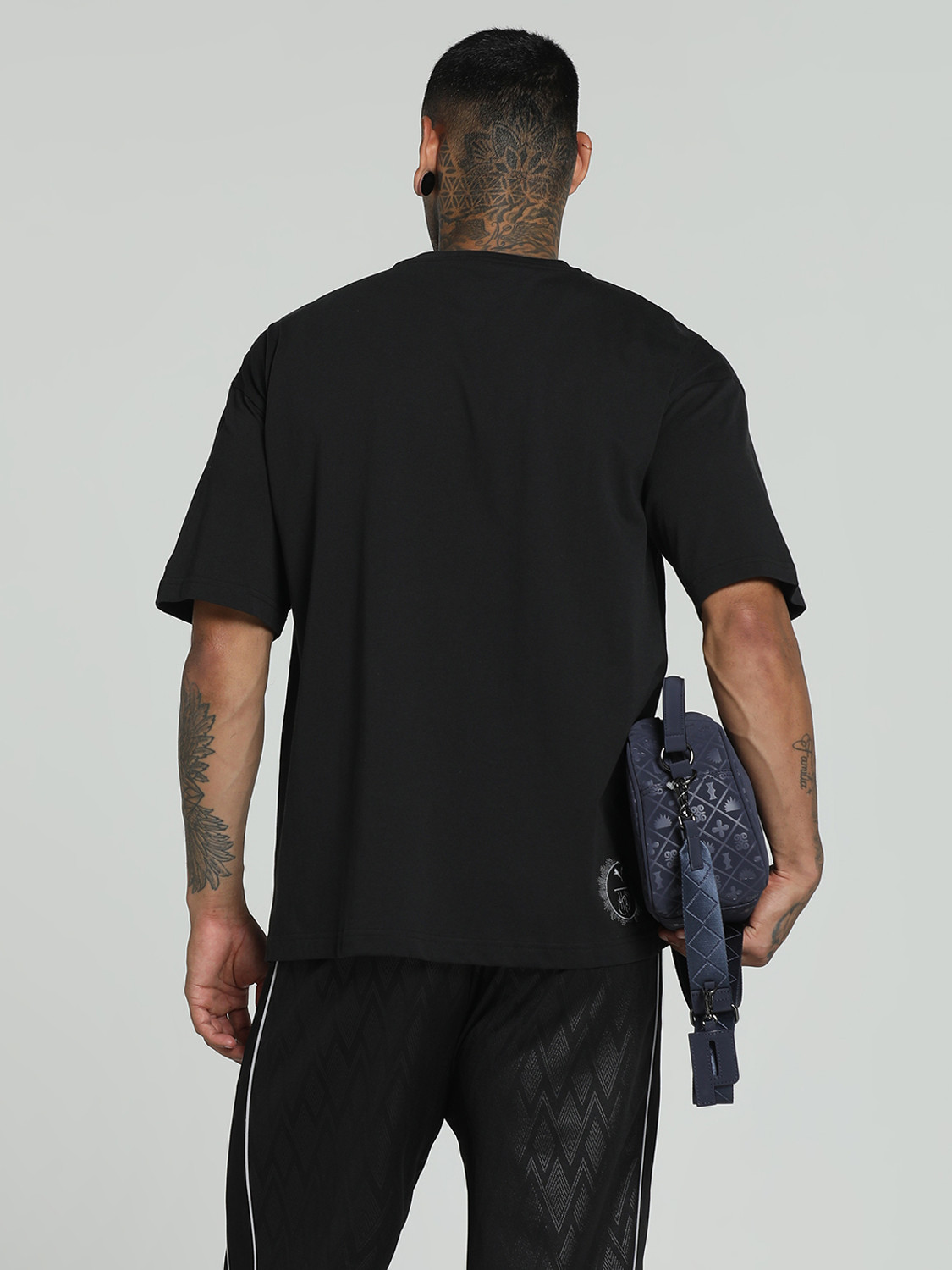 Image of PUMA Printed Men Round Neck Black T-Shirt