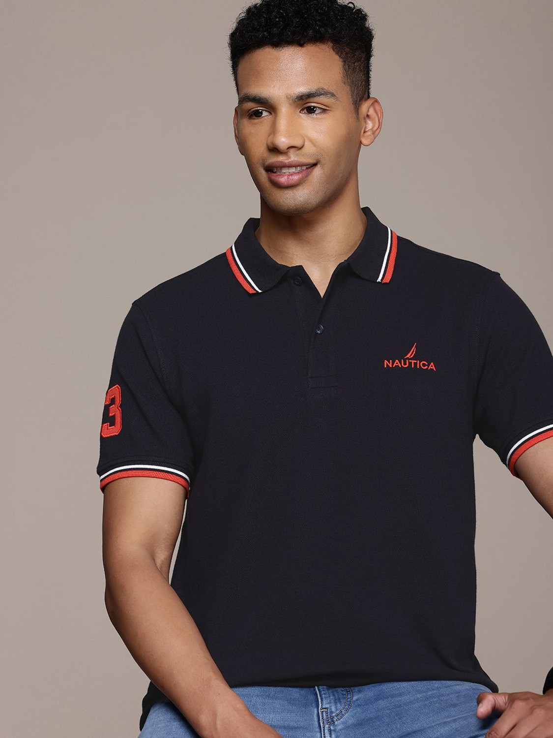 NAUTICA Solid Men Polo Neck Blue T-Shirt