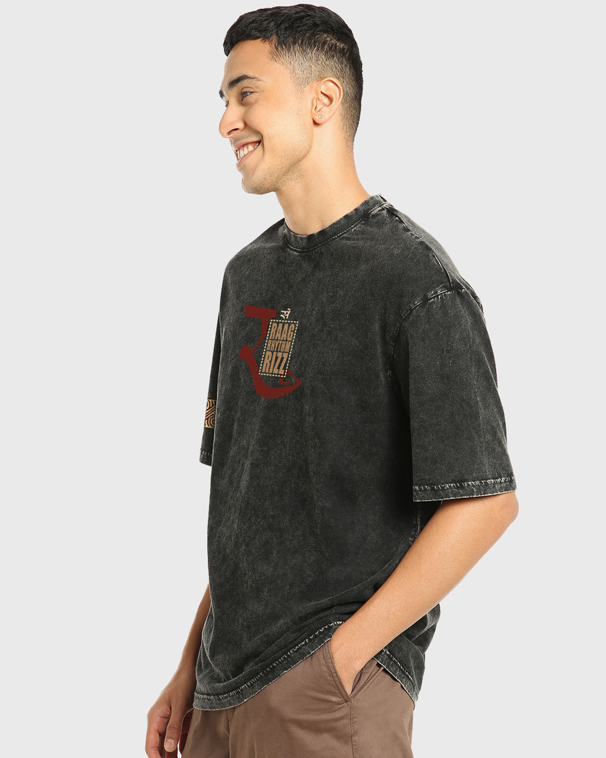 Image of BEWAKOOF Graphic Print Men Round Neck Black T-Shirt