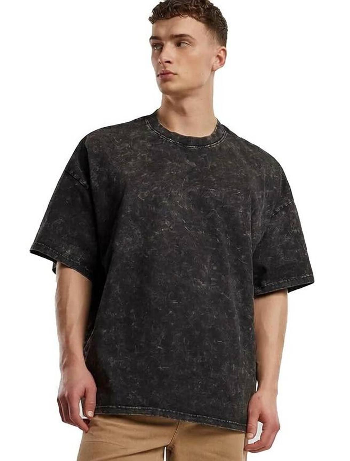 BEEFITS Washed Couple Crew Neck Black T-Shirt