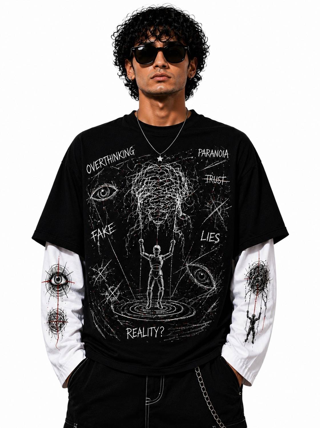 Larren Devis Black Graphic Print T-Shirt - Image 1