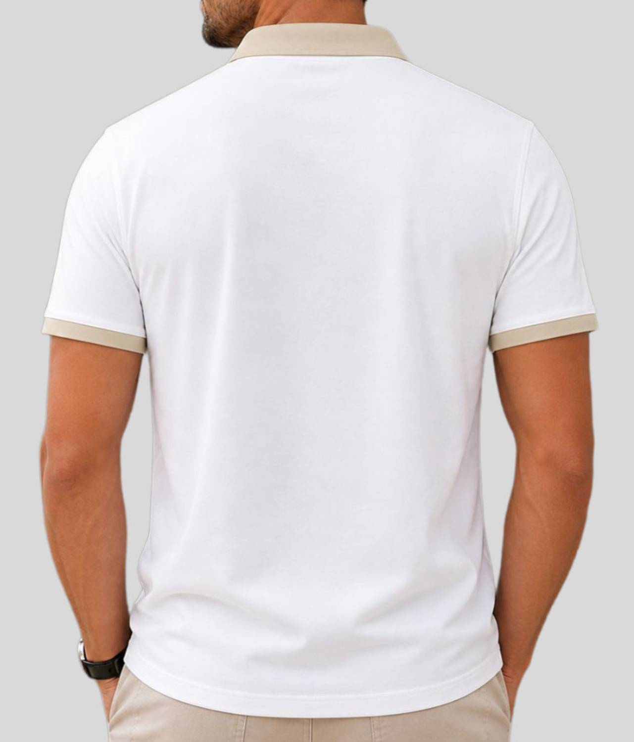 TAZO Men Polo Neck White T-Shirt - Image 2