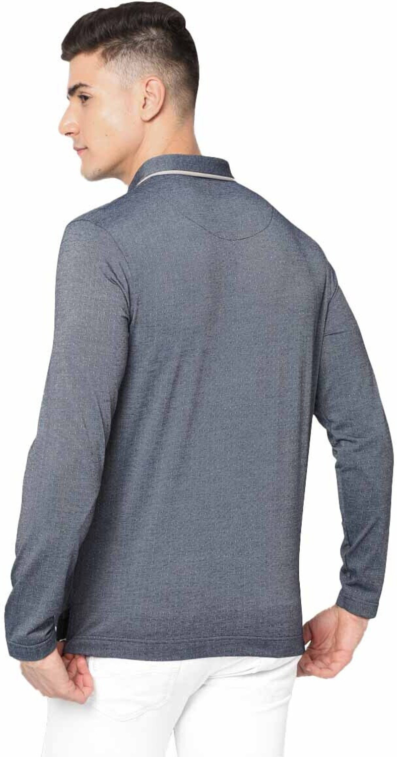 Image of Stellers Solid Men Polo Neck Grey T-Shirt