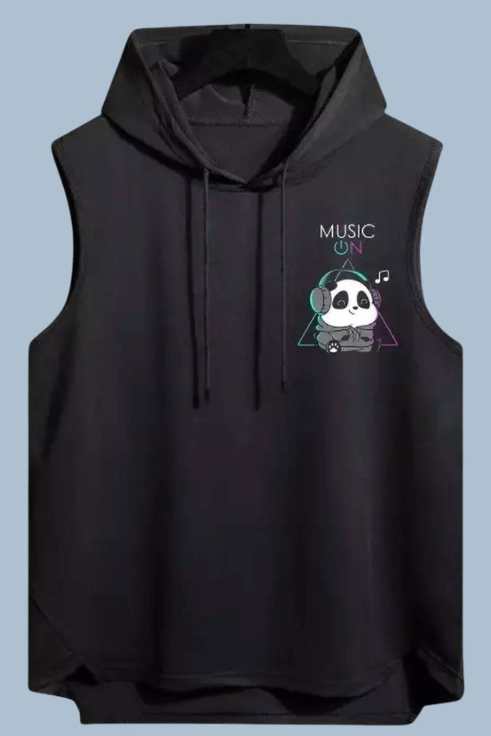 Mundali Men Hooded Neck Black, White T-Shirt - Image 5