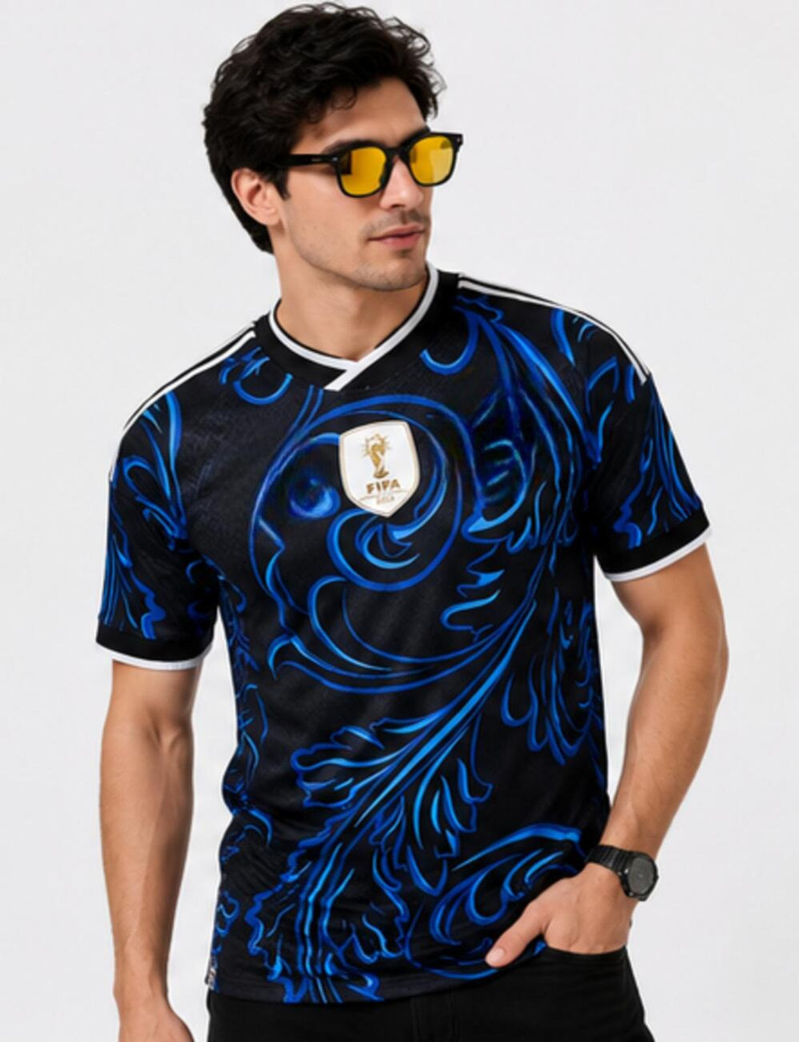 Image of SSA Printed Men Round Neck Blue T-Shirt