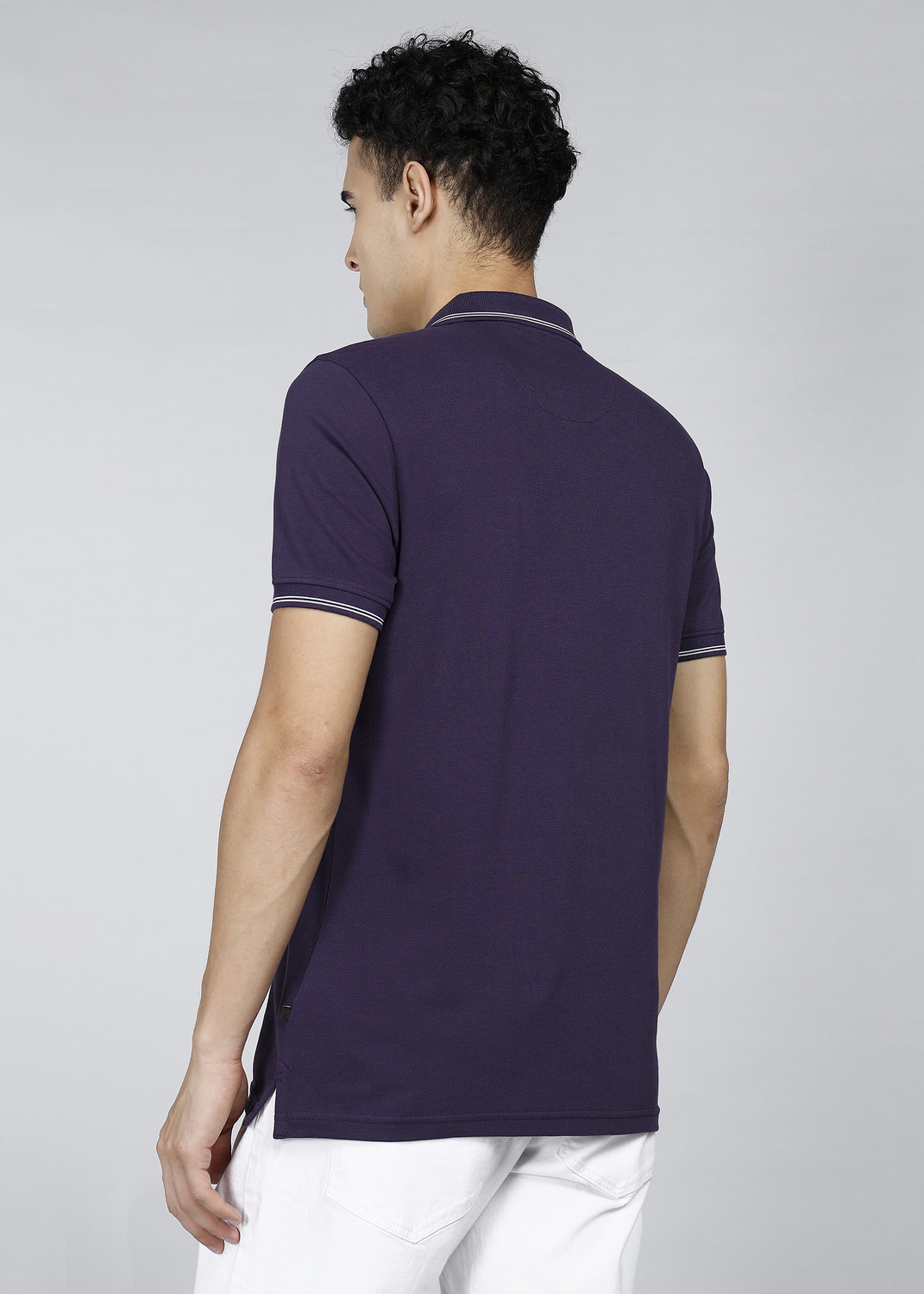 Image of Blackberrys Solid Men Polo Neck Purple T-Shirt