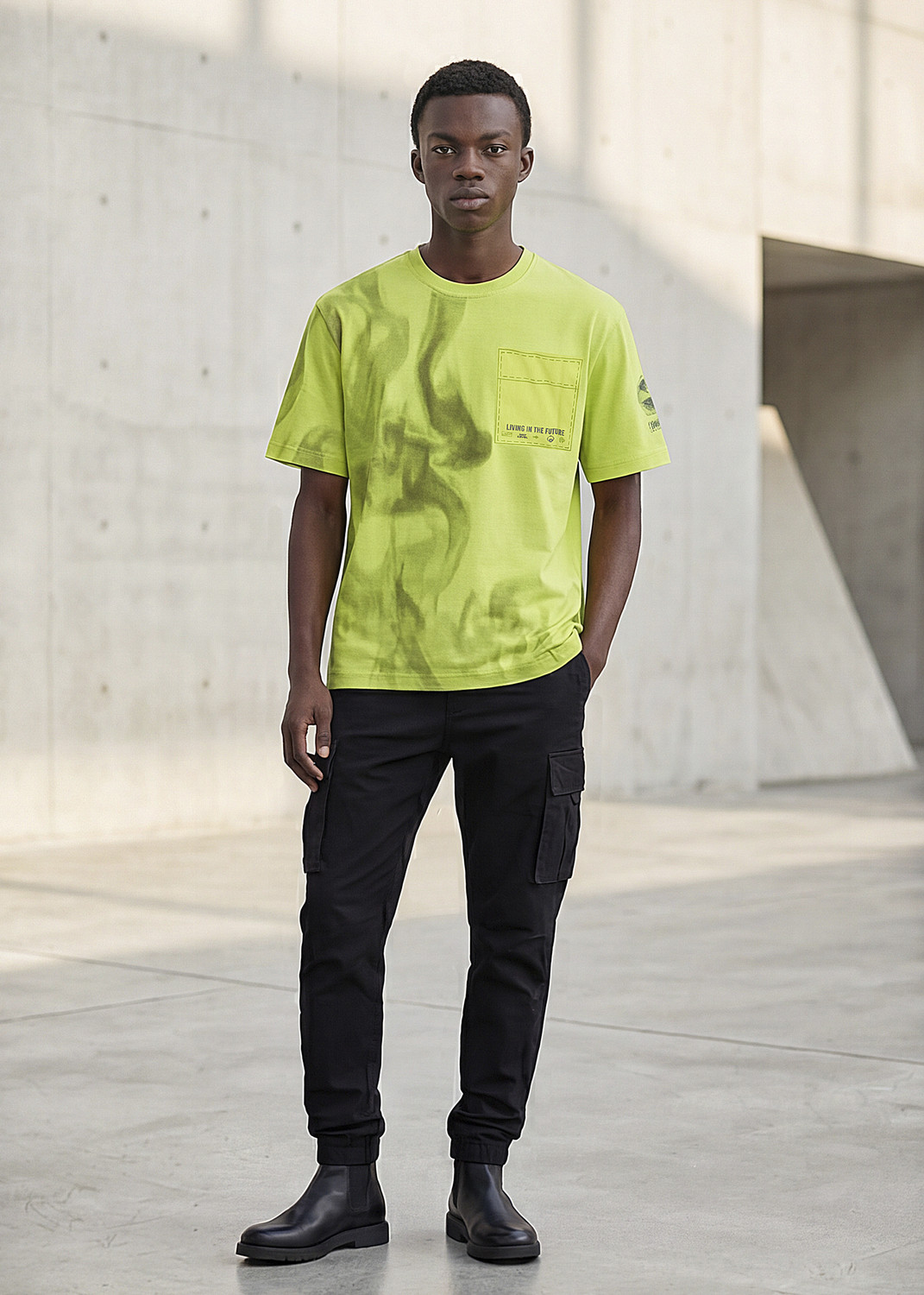 Image of KILLER Solid Men Round Neck Yellow T-Shirt