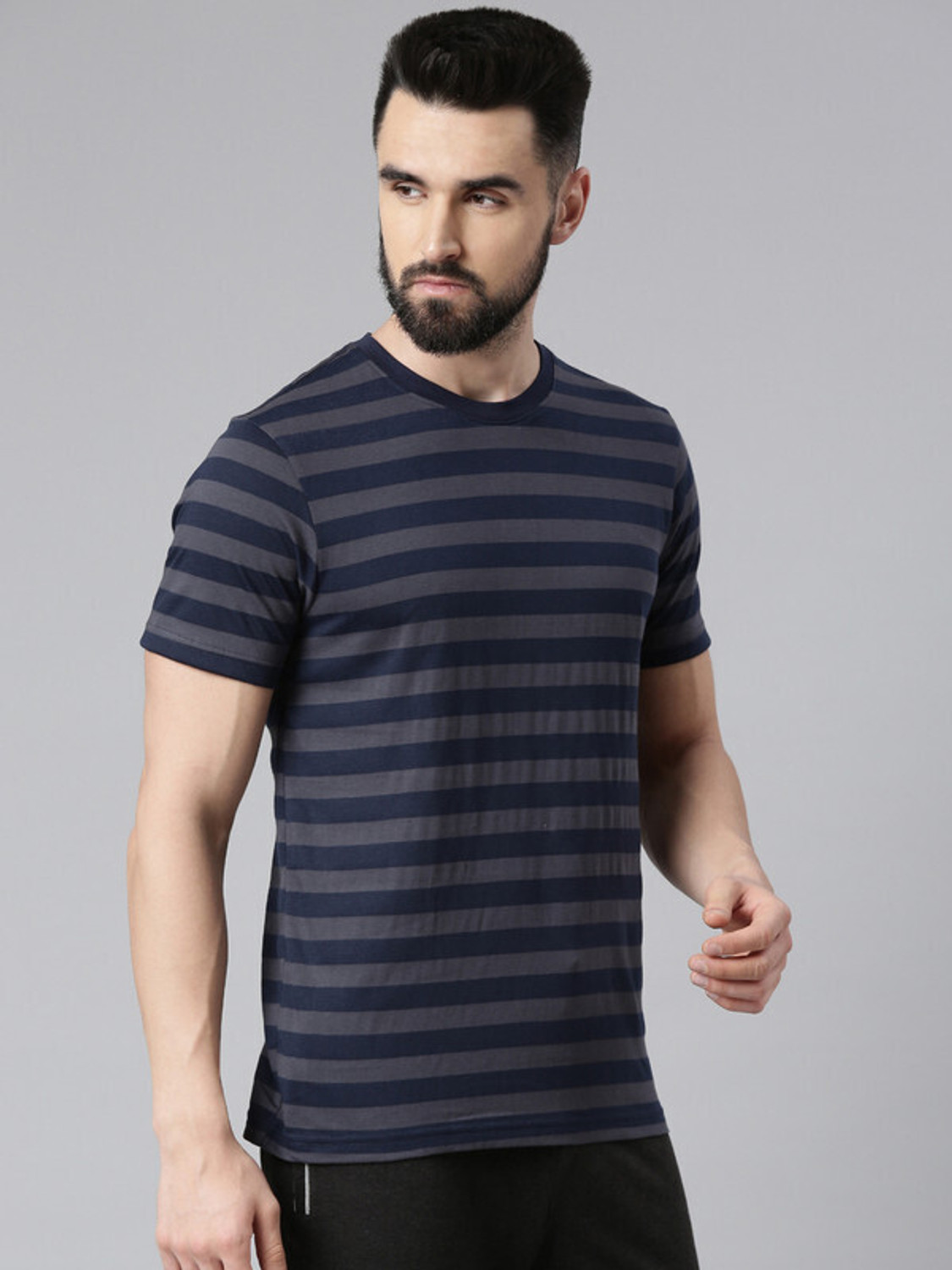 Image of Force NXT Striped Men Round Neck Multicolor T-Shirt