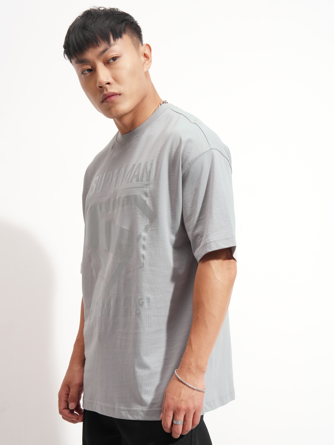 Image of HIGHLANDER Printed Men Round Neck Grey T-Shirt