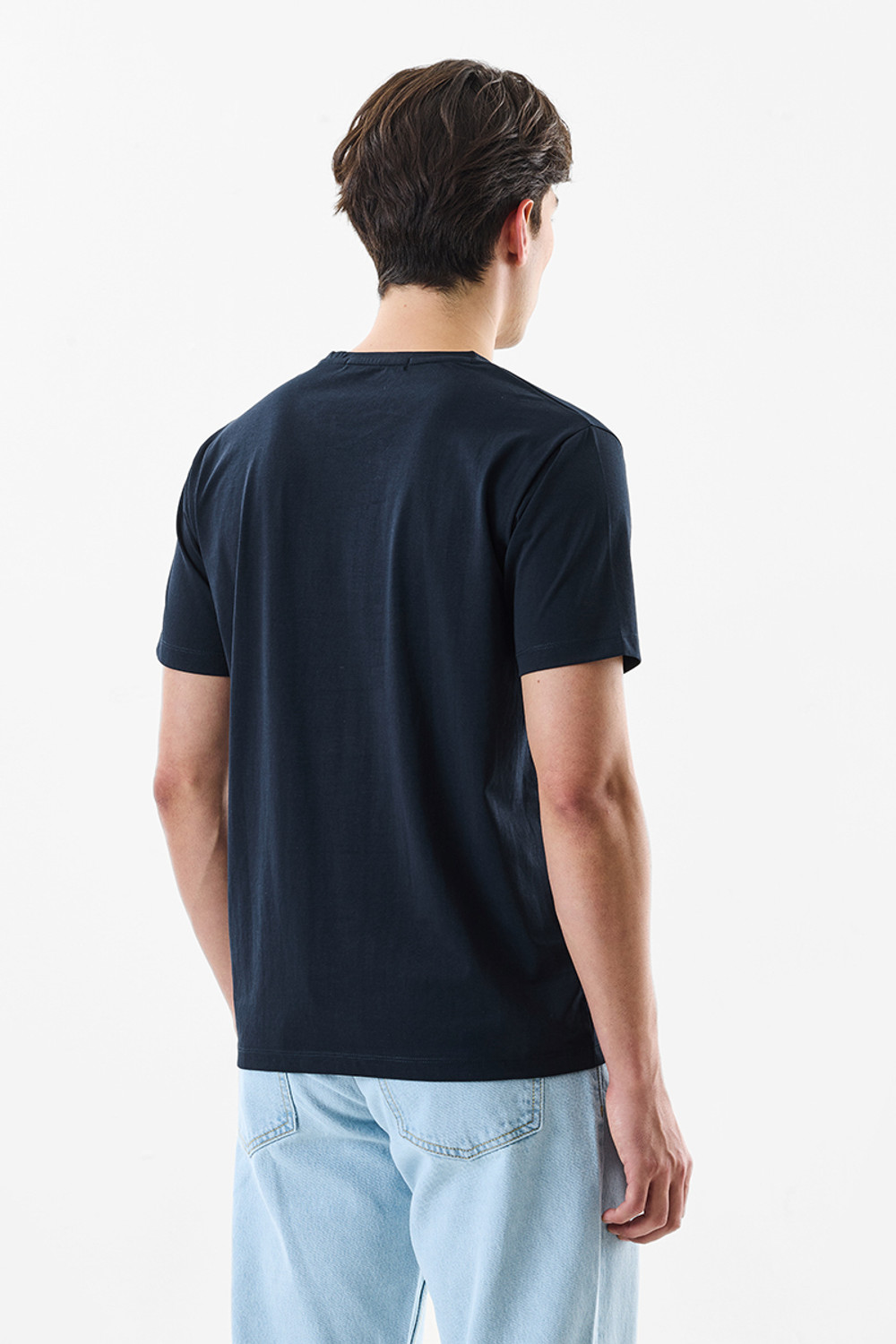 Image of Snitch Floral Print Men Crew Neck Navy Blue T-Shirt