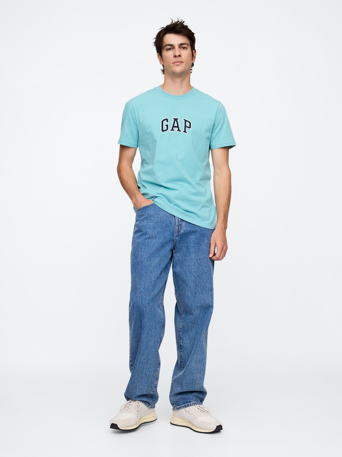 Image of GAP Printed Men Round Neck Blue T-Shirt