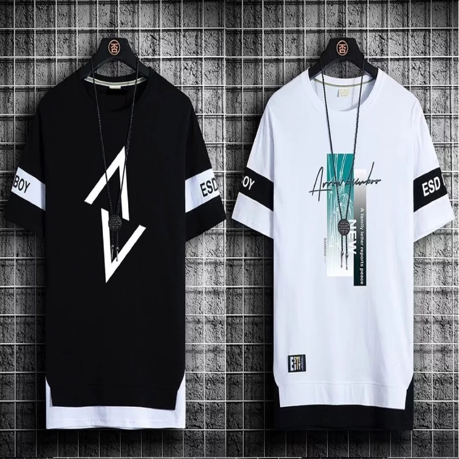 Image of KASPY Printed Men Round Neck Black, White T-Shirt