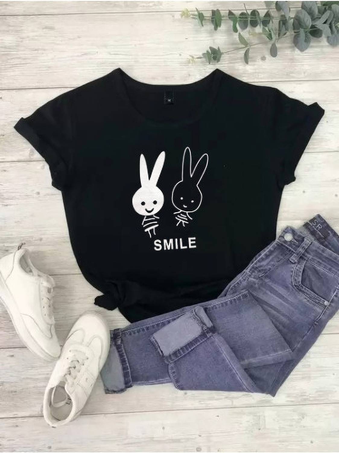 Blendz Printed, Typography Women Round Neck Black T-Shirt