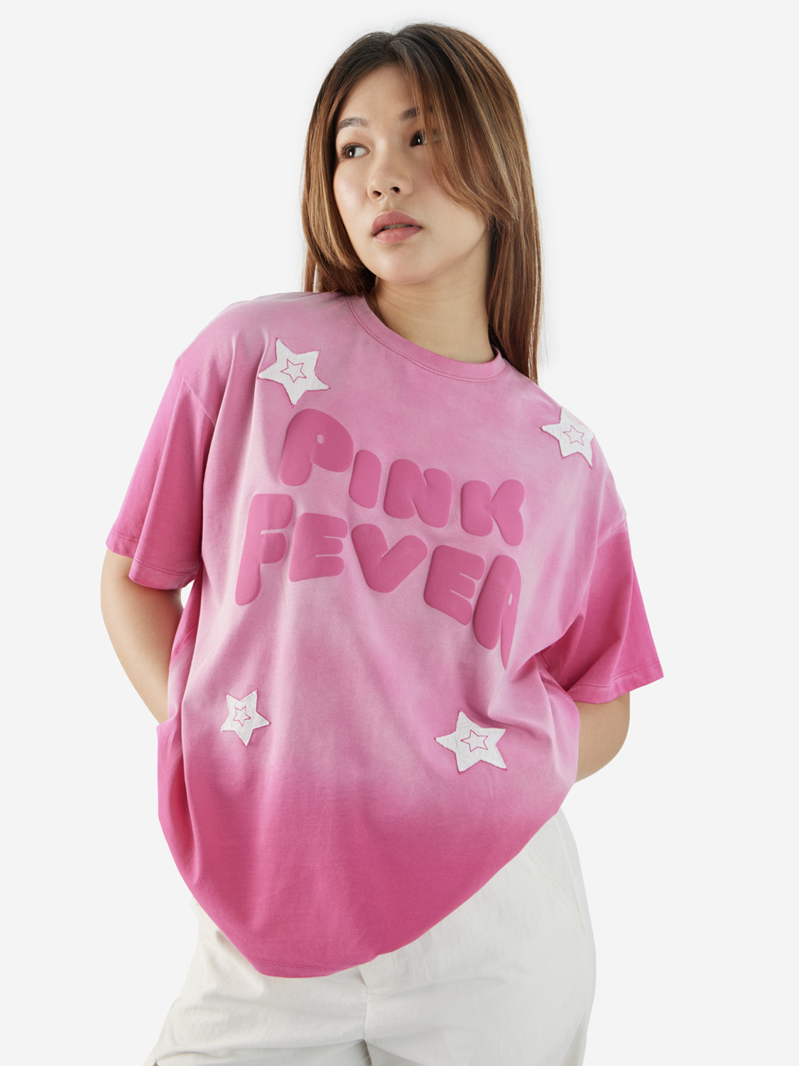 Image of The Souled Store Embroidered Women Round Neck Pink T-Shirt