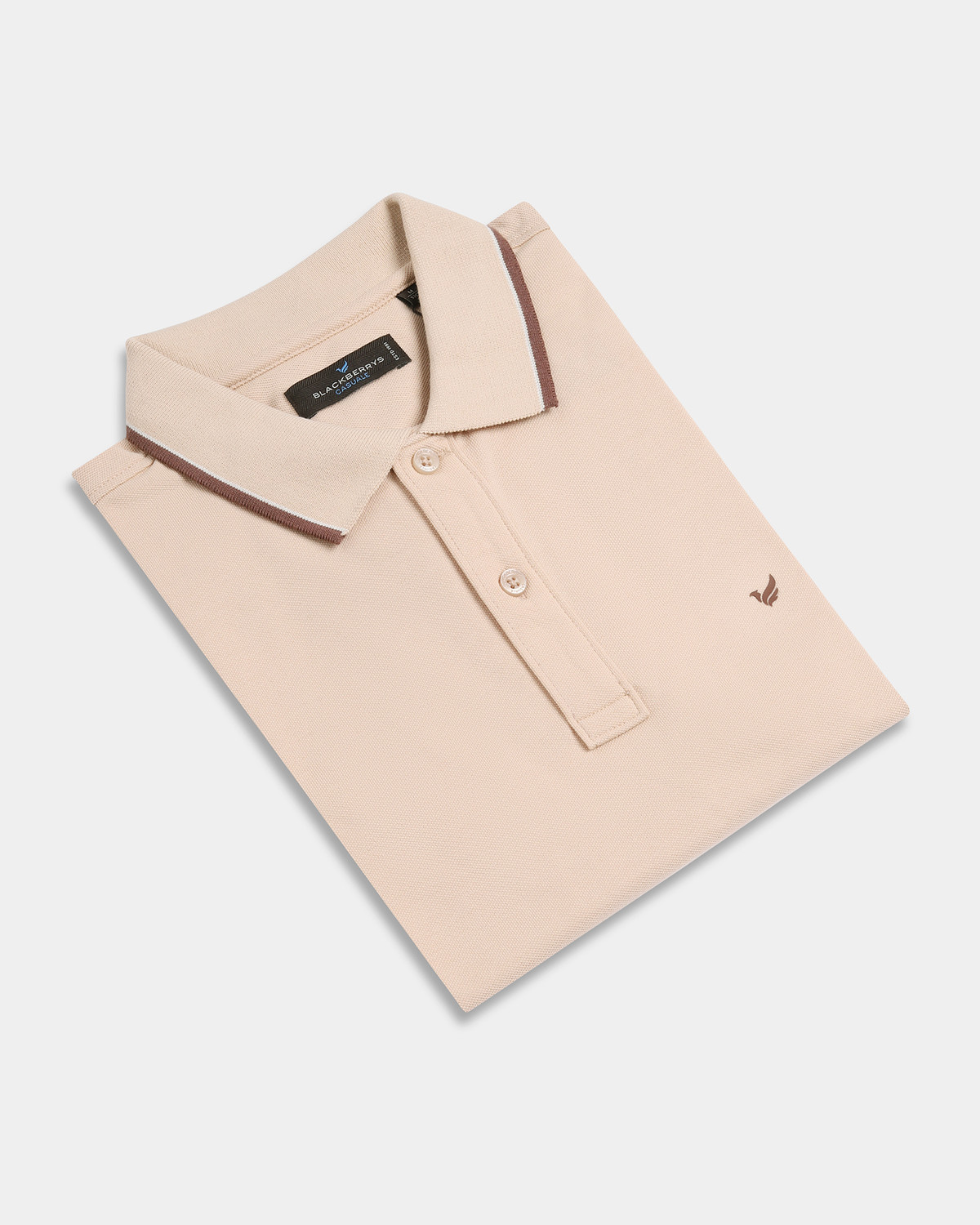 Image of Blackberrys Solid Men Polo Neck Beige T-Shirt