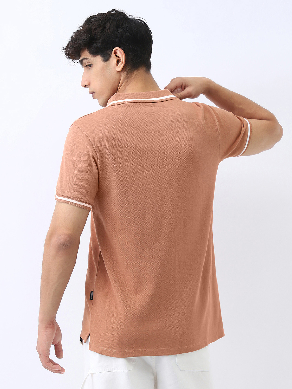 Image of Urbano Fashion Solid Men Polo Neck Brown T-Shirt