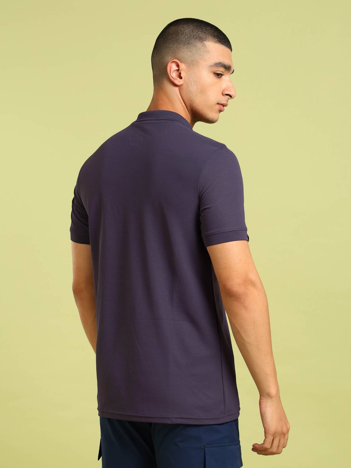 TECHNOSPORT Men Purple Polo Neck T-Shirt - Image 2