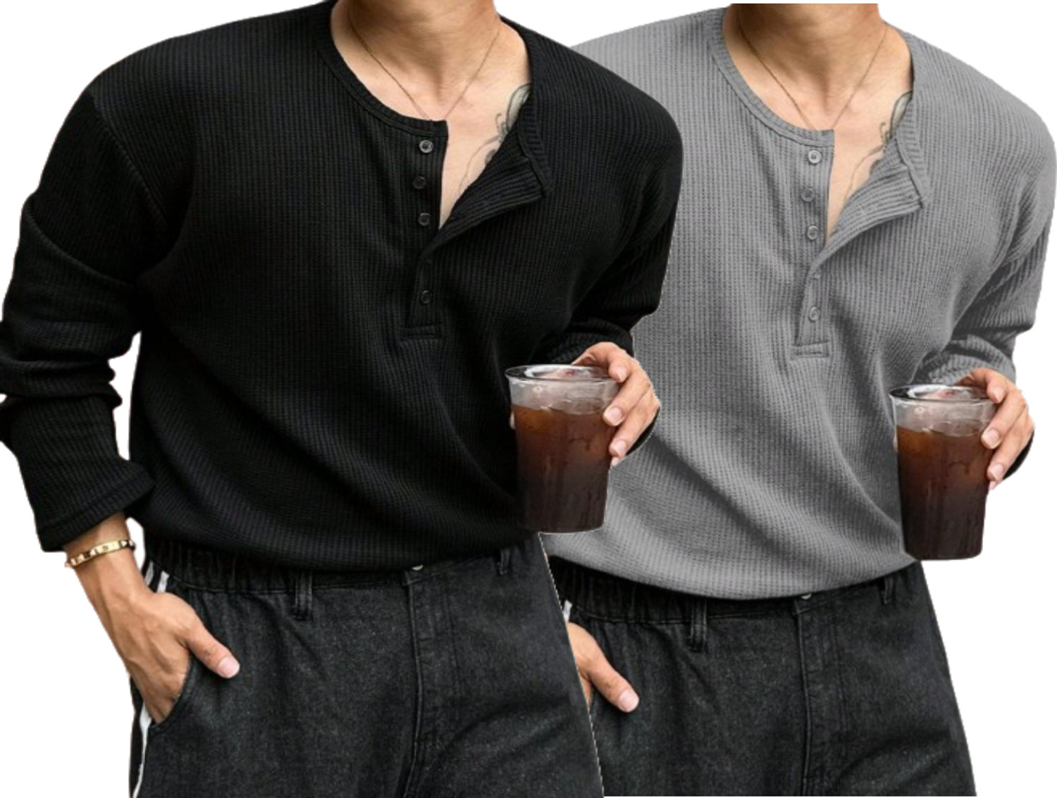 The Modern Soul Self Design Men Henley Neck Multicolor T-Shirt