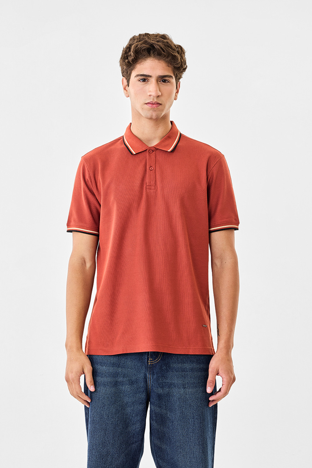 Image of Snitch Solid Men Polo Neck Pink T-Shirt
