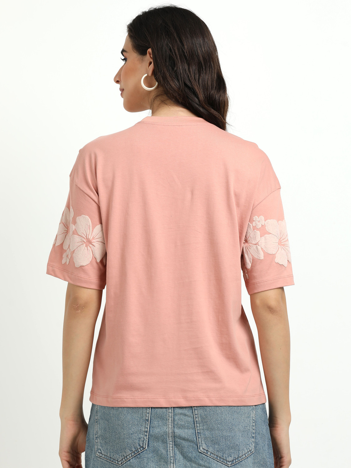 Image of Glitchez Printed Women Round Neck Pink T-Shirt