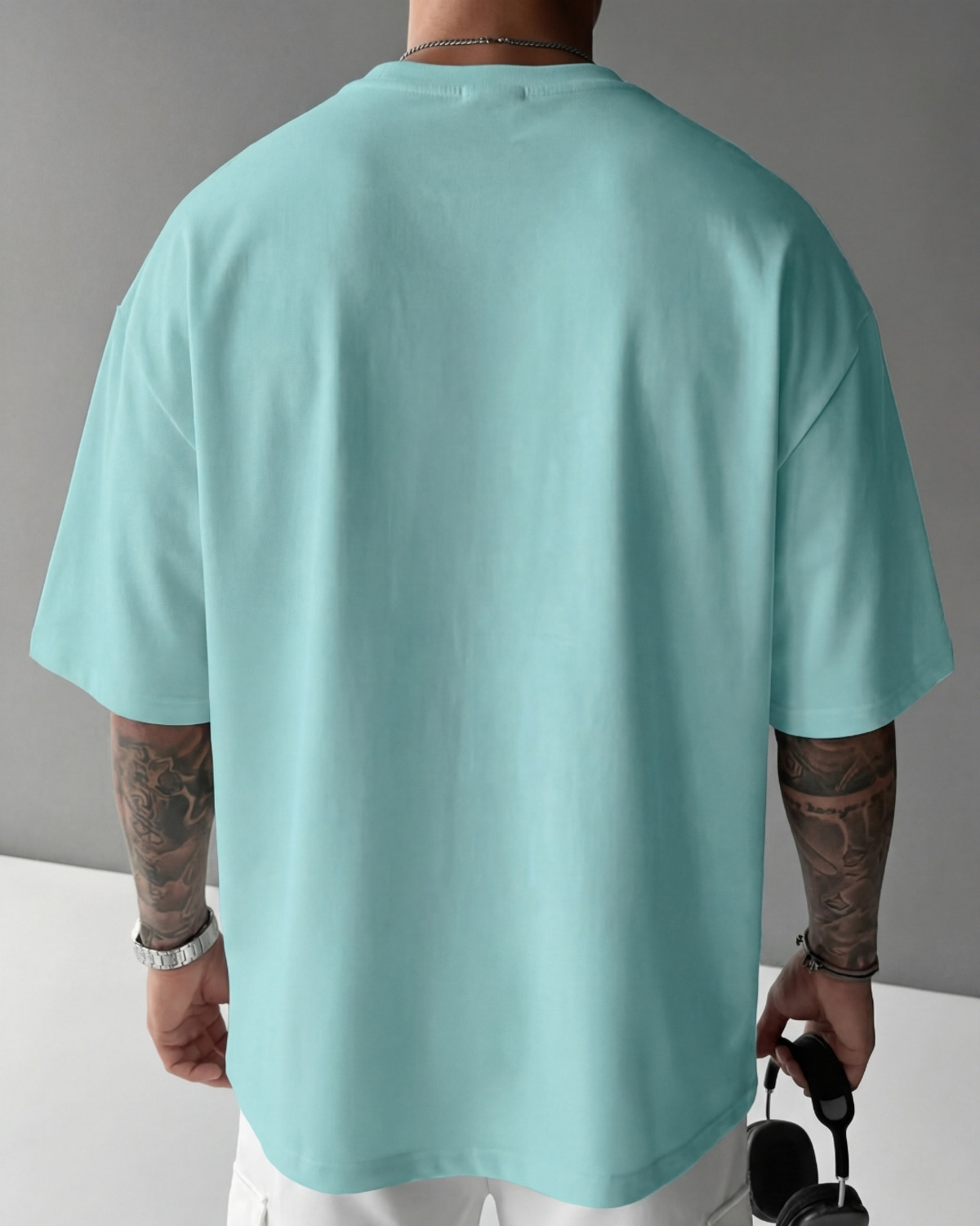 Image of FLYIND VOGUE OUTFIT Typography Men Round Neck Light Blue T-Shirt