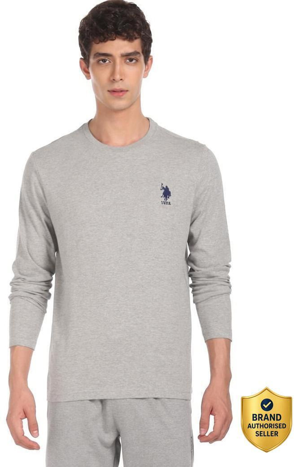 Image of U.S. POLO ASSN. Solid Men Round Neck Grey T-Shirt