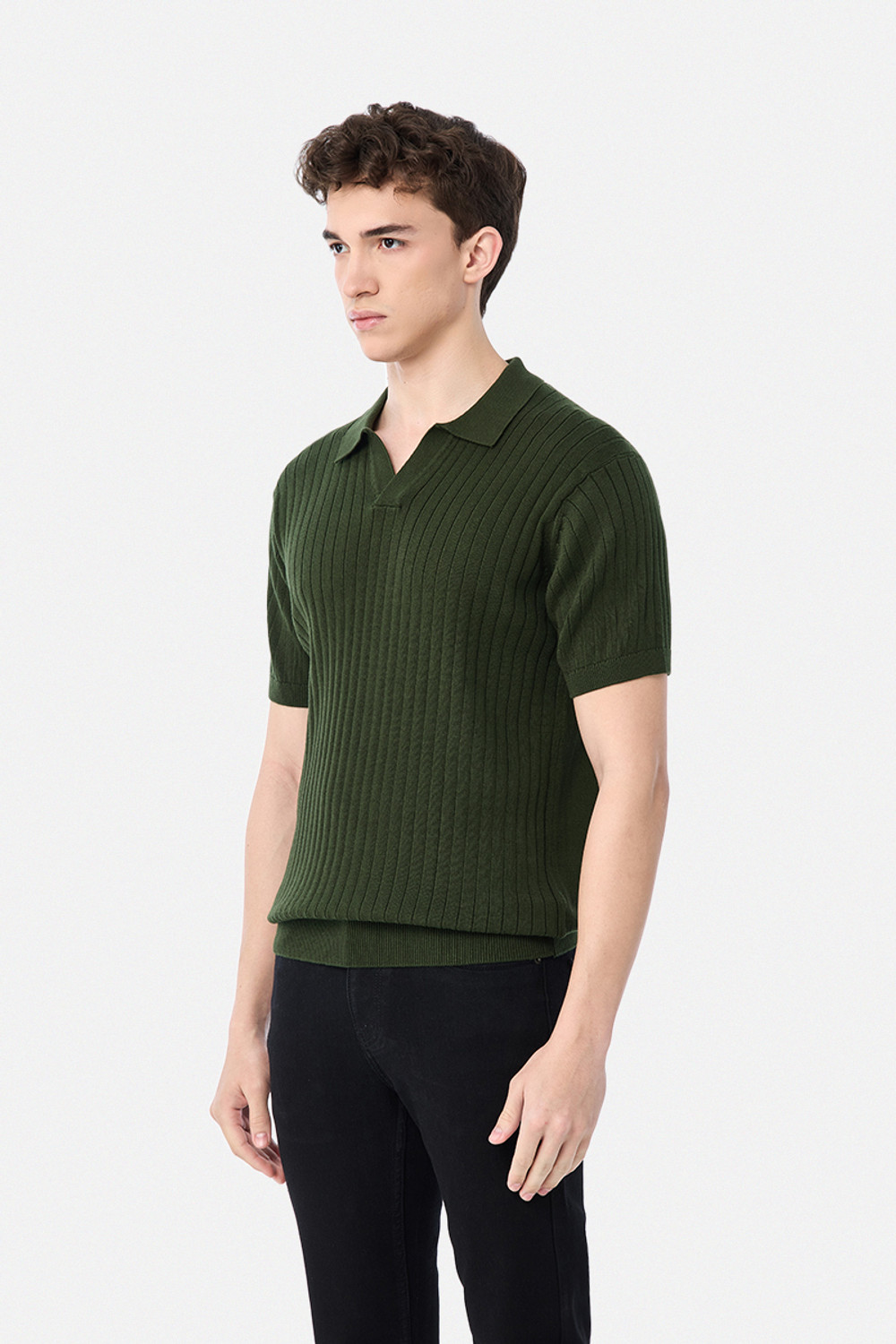 Image of Snitch Solid Men Polo Neck Green T-Shirt