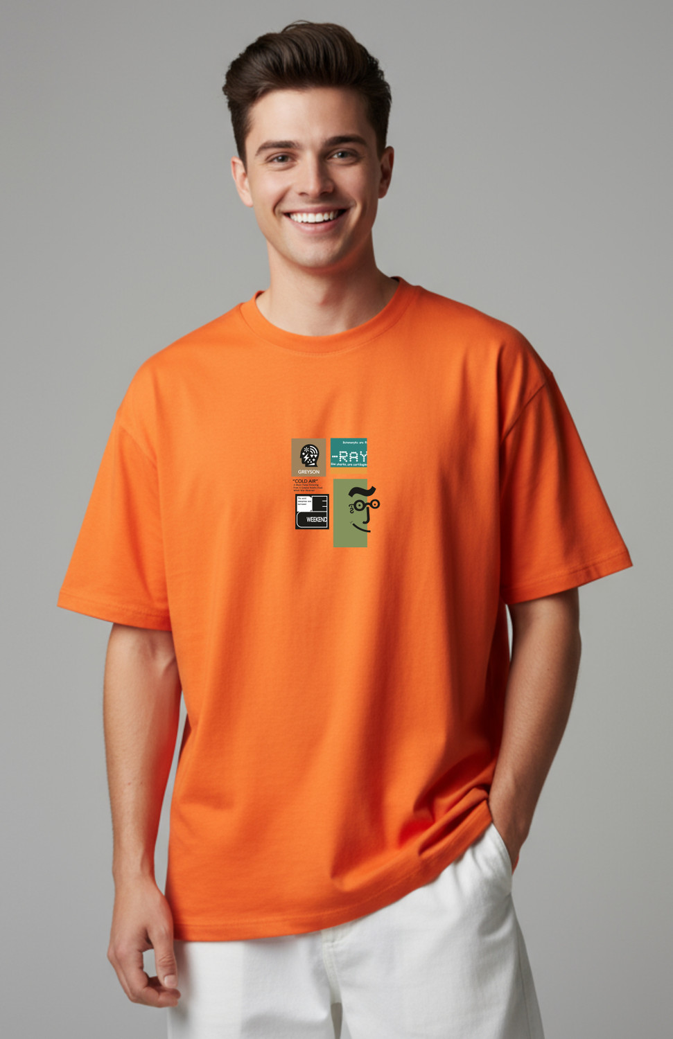 Image of UrGear Printed Men Round Neck Orange T-Shirt
